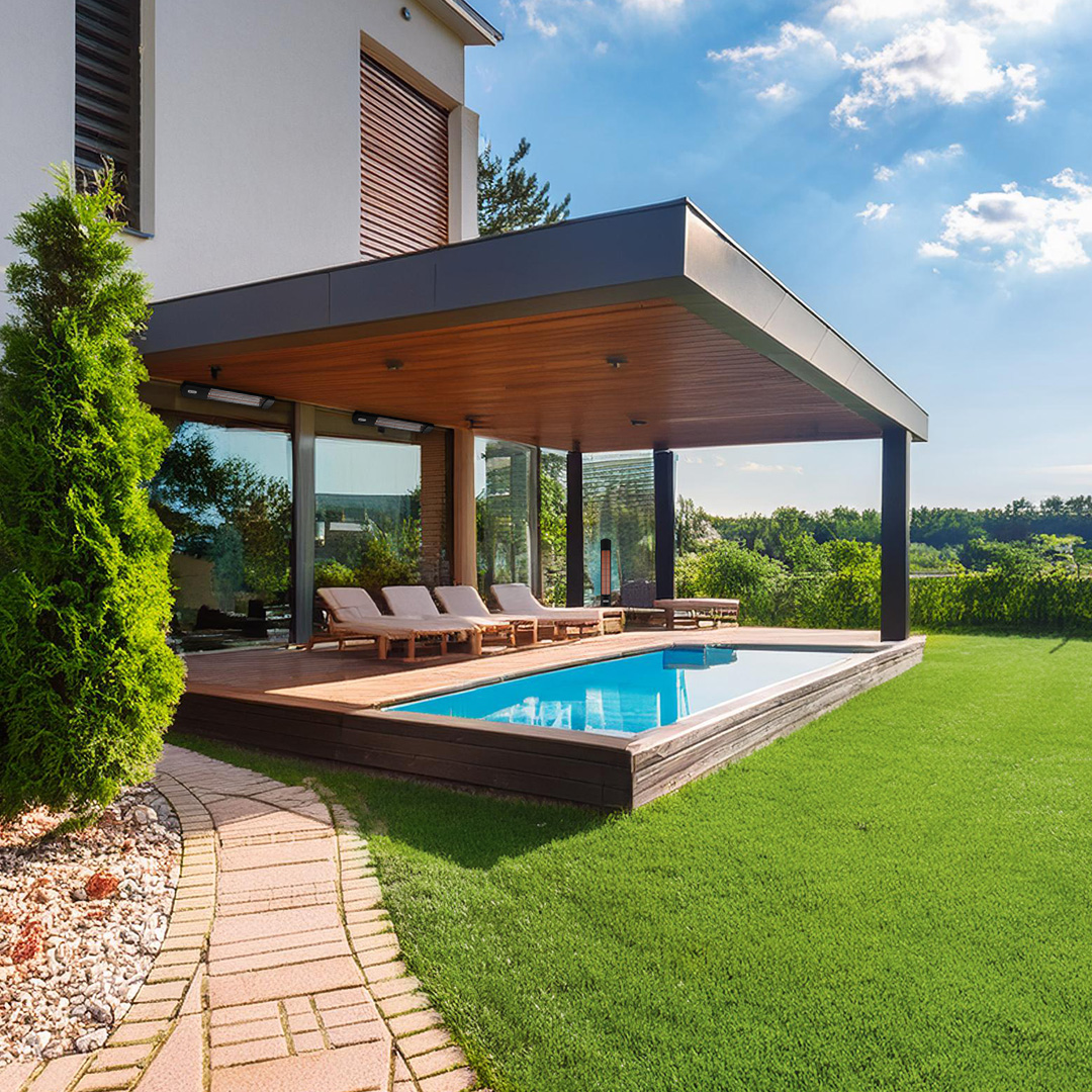 HeatShine und HeatTower am Pool